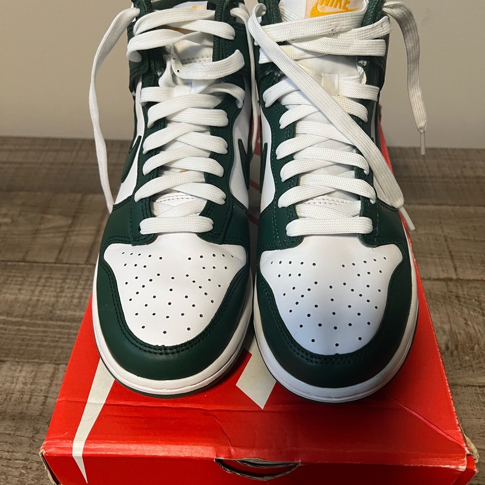 Nike Green and White Dunk High Sneakers